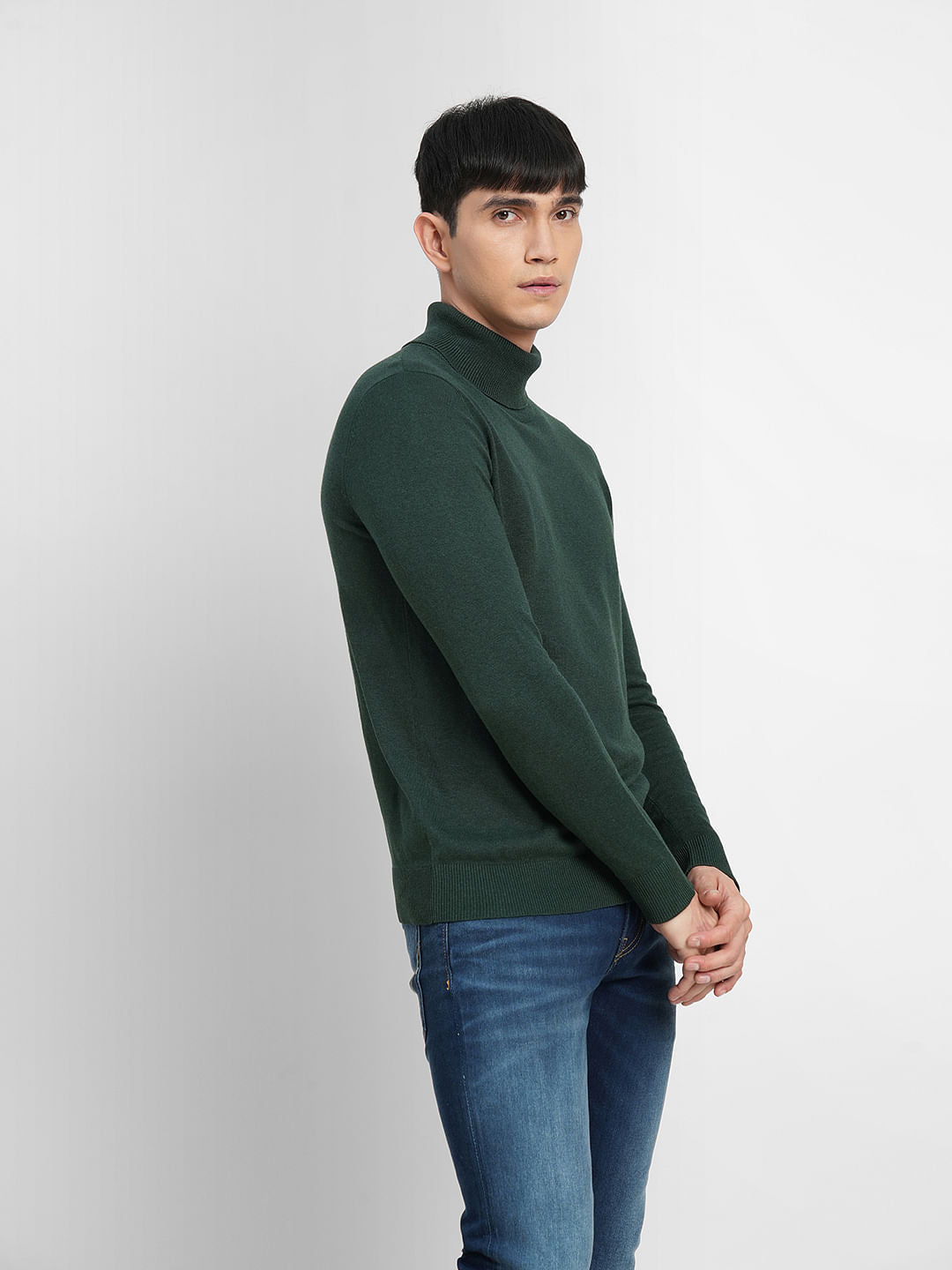 Green Roll Neck Pullover