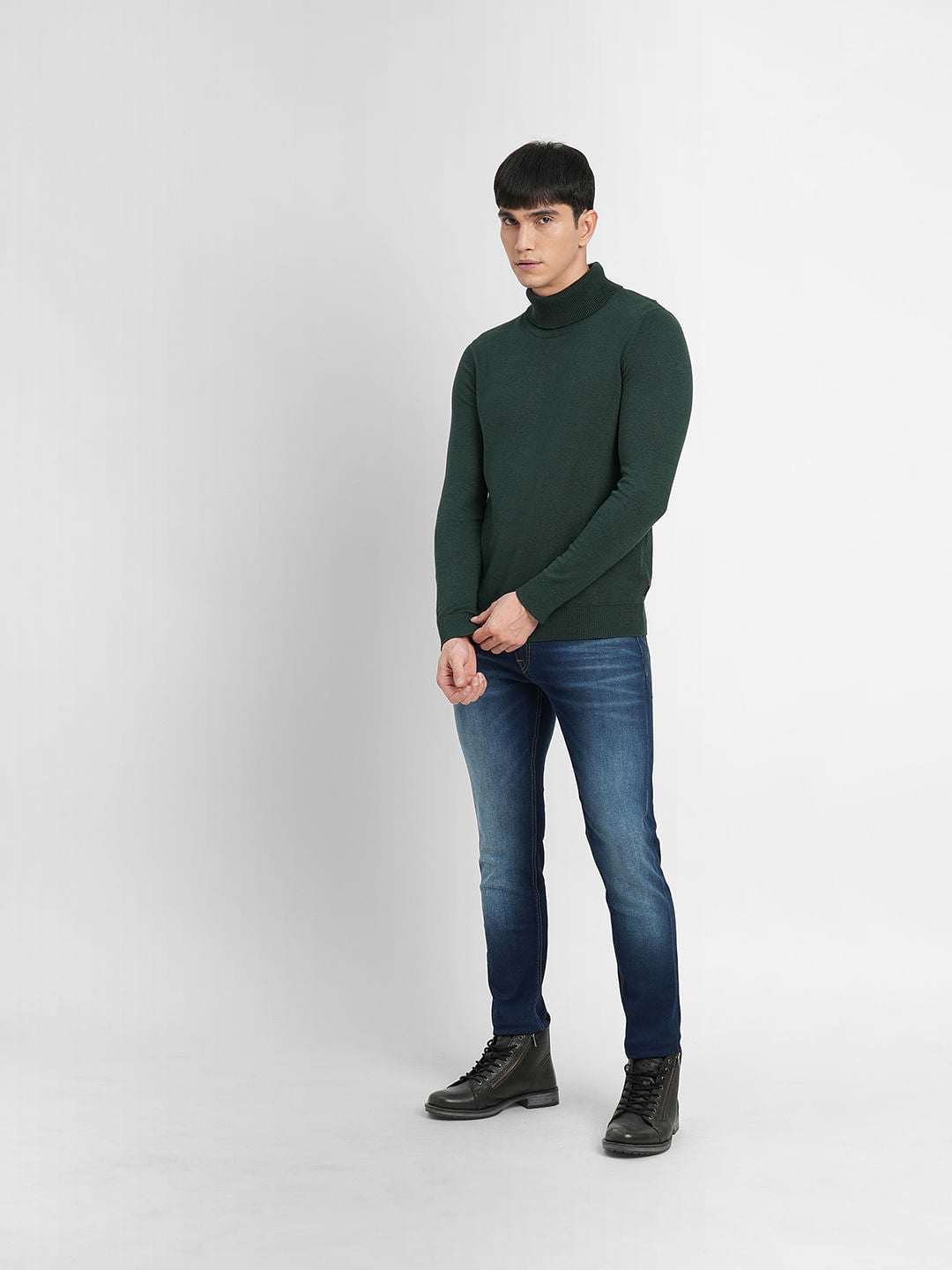 Green Roll Neck Pullover
