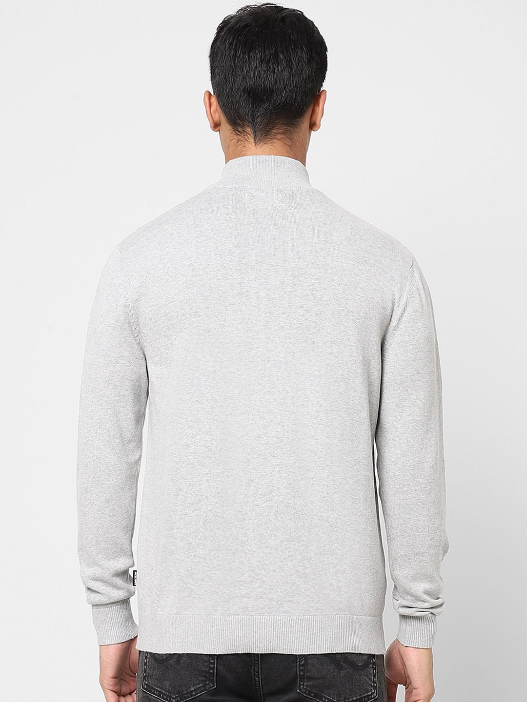 Grey High Neck Cardigan