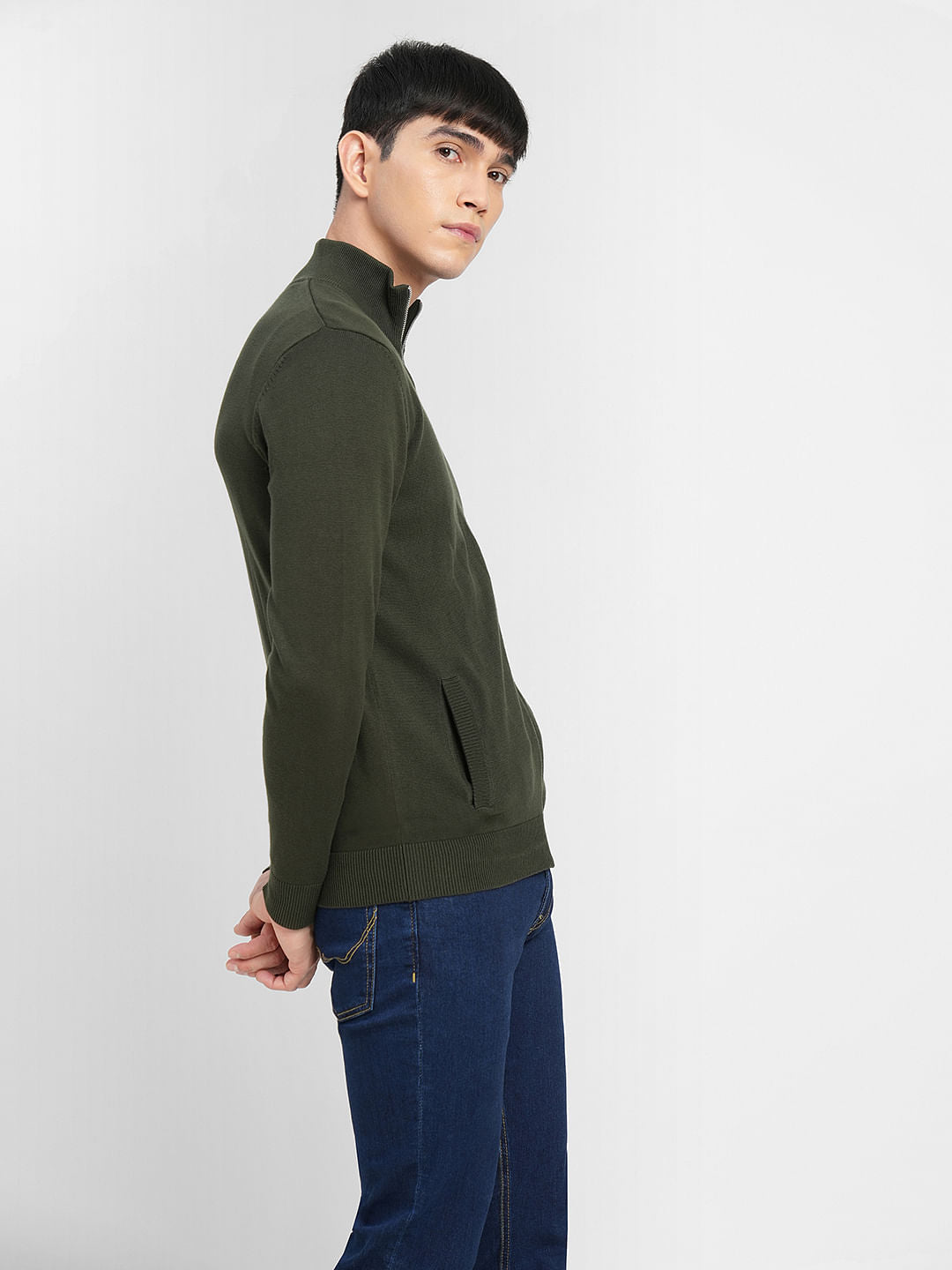 Green Zip-Up Cardigan