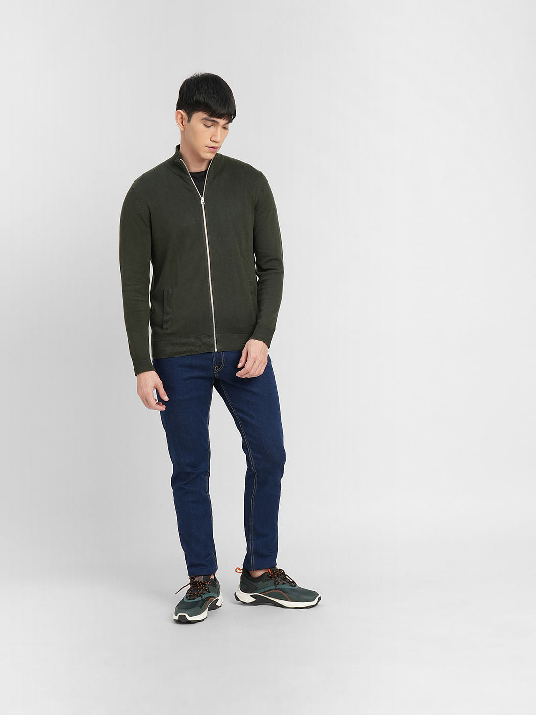 Green Zip-Up Cardigan