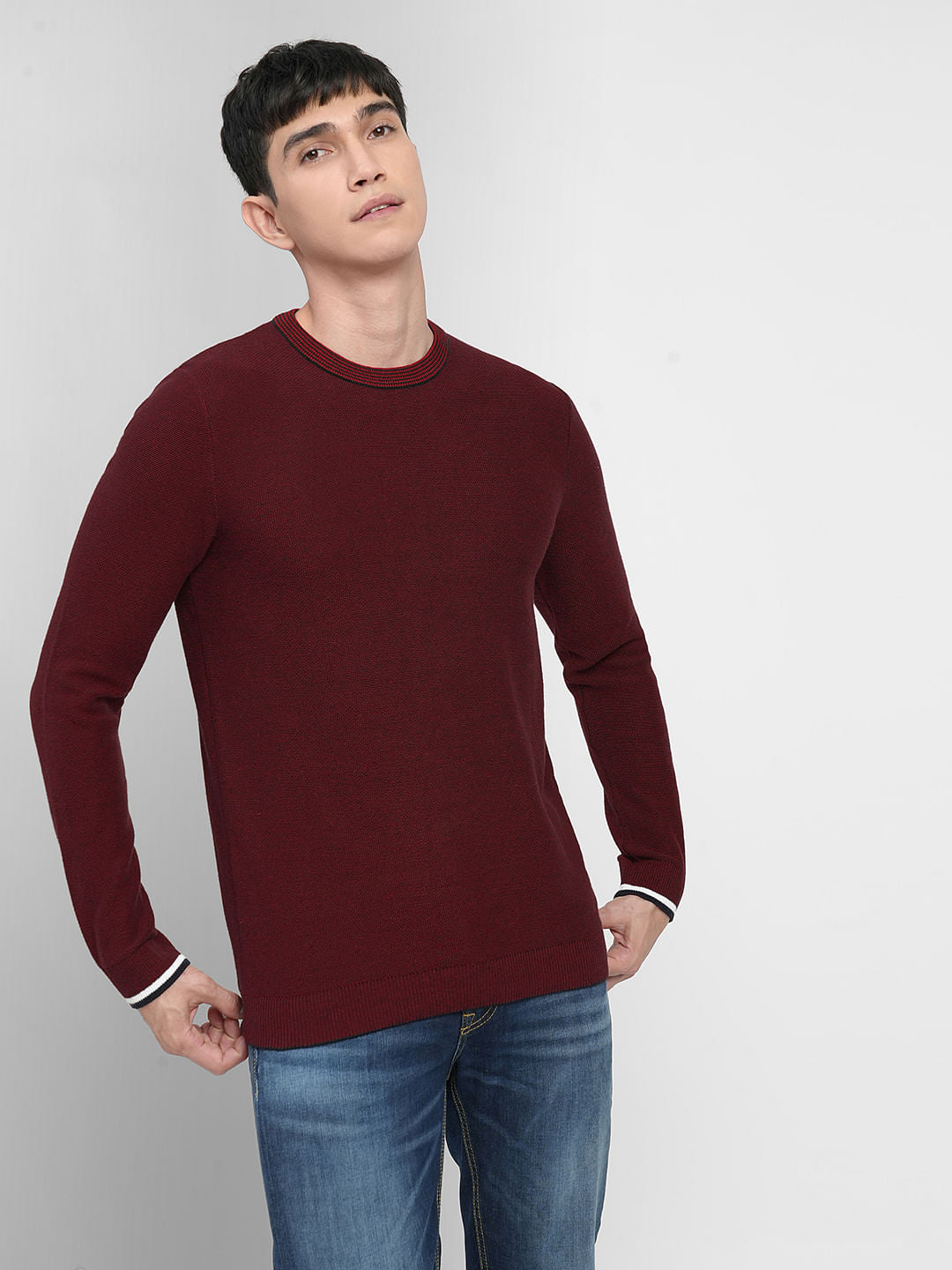 Dark Red Cotton Pullover