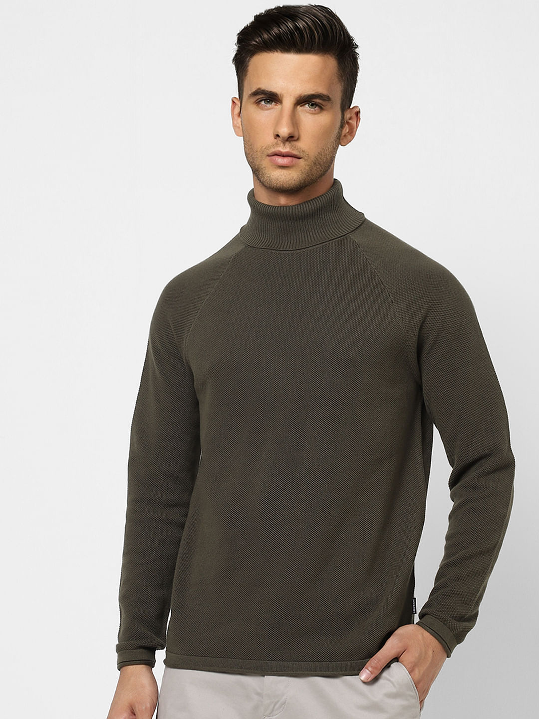Olive Green Roll Neck Pullover