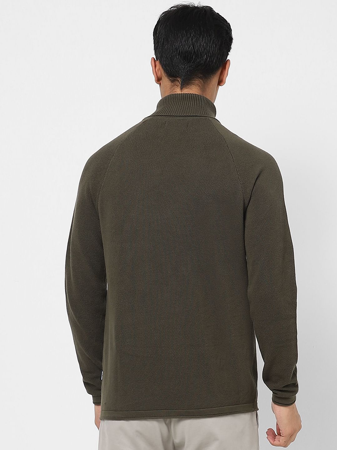 Olive Green Roll Neck Pullover