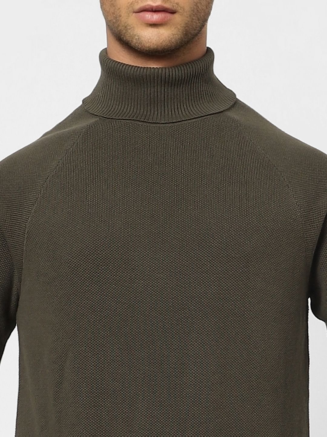 Olive Green Roll Neck Pullover