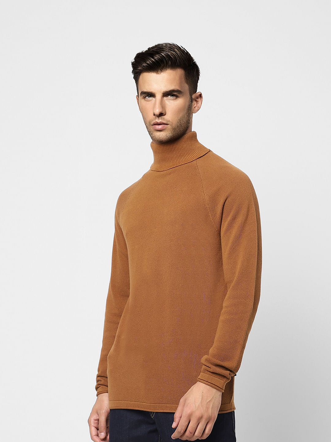 Brown Roll Neck Pullover