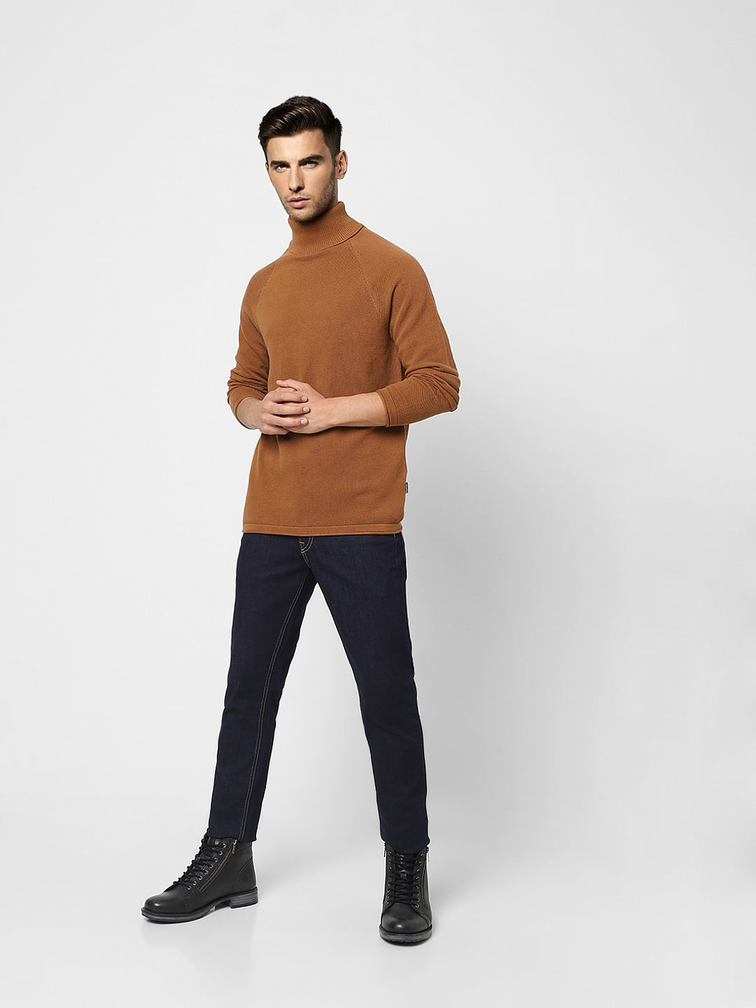 Brown Roll Neck Pullover