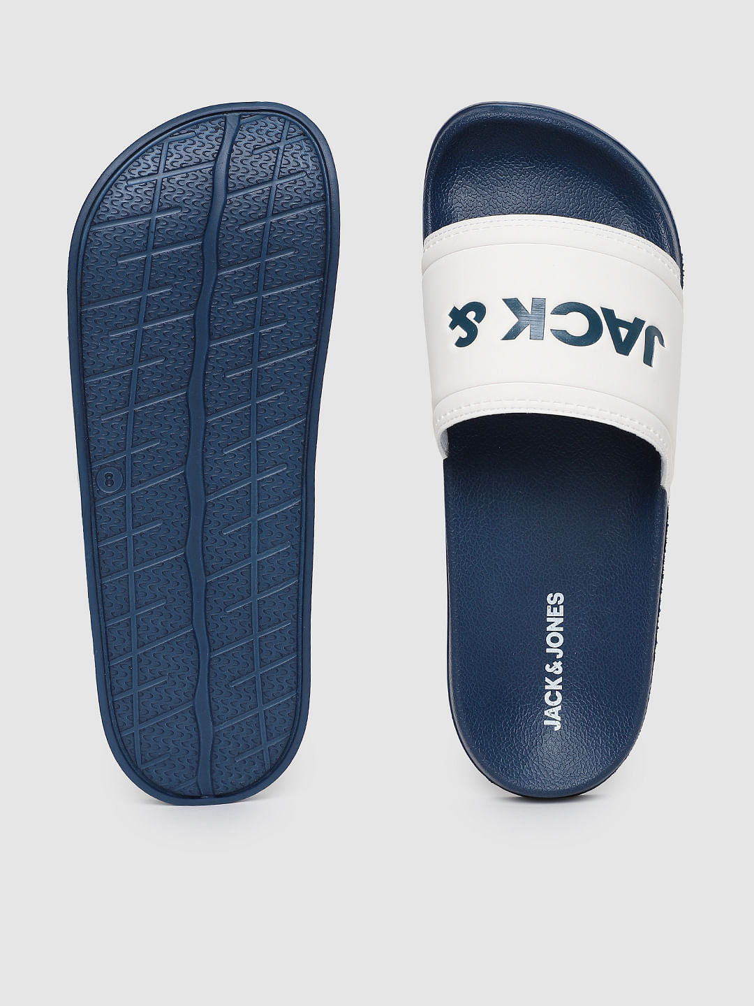 Blue Logo Print Pool Sliders