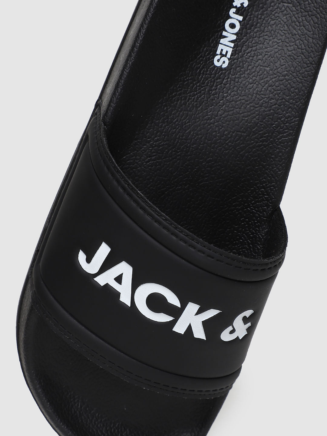 Black Logo Print Pool Sliders