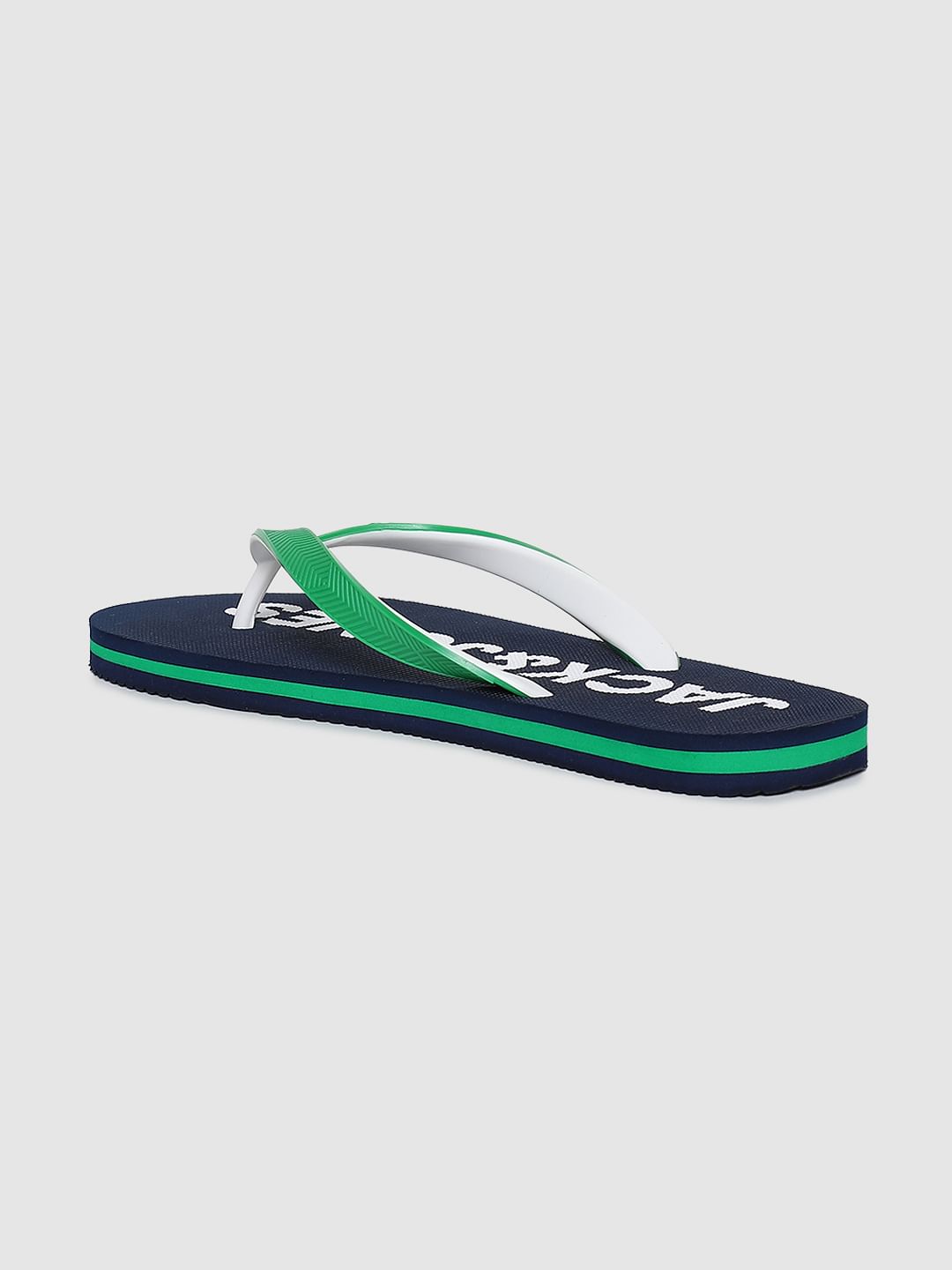 Blue Logo Print Flip Flops