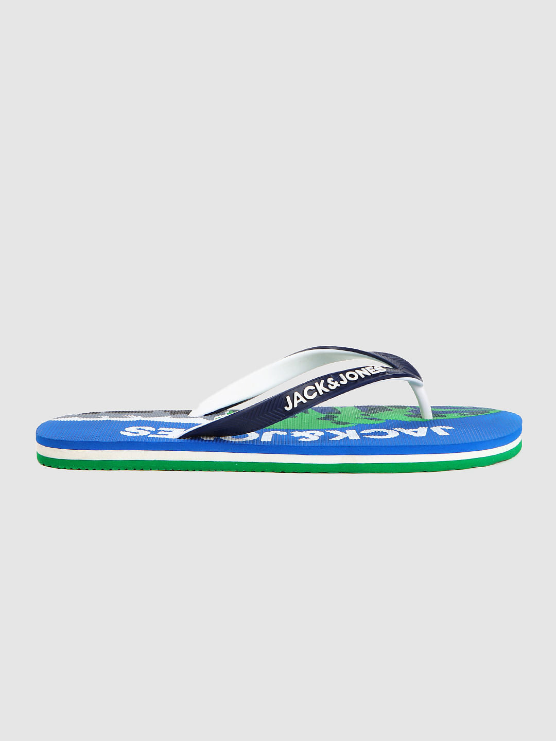 Blue Logo Print Flip Flops