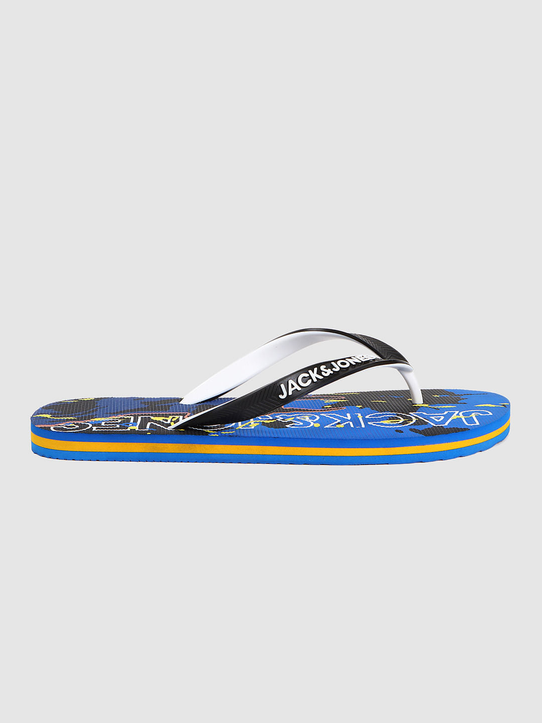 Blue Abstract Print Flip Flops