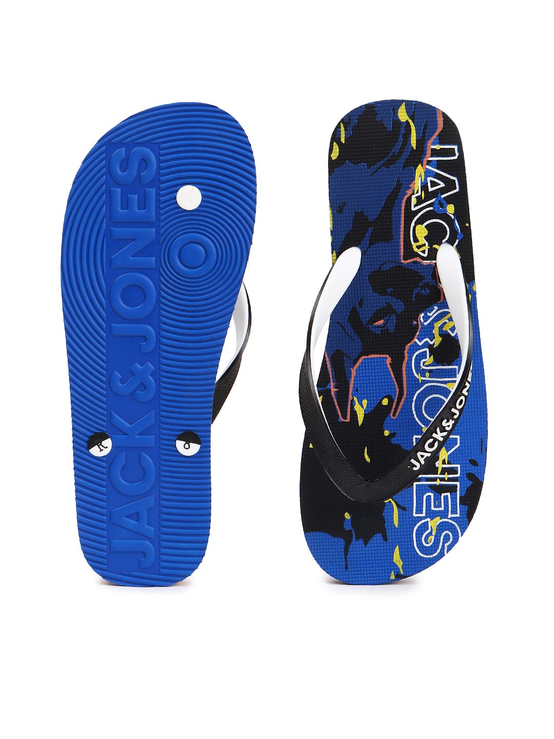 Blue Abstract Print Flip Flops