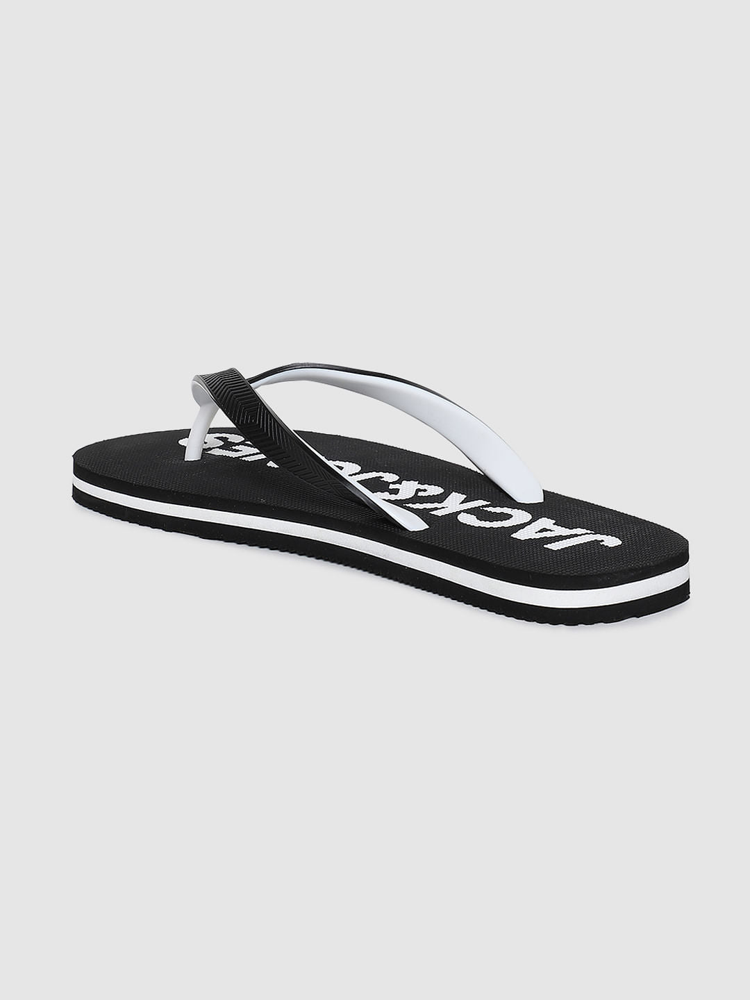 Black Logo Print Flip Flops