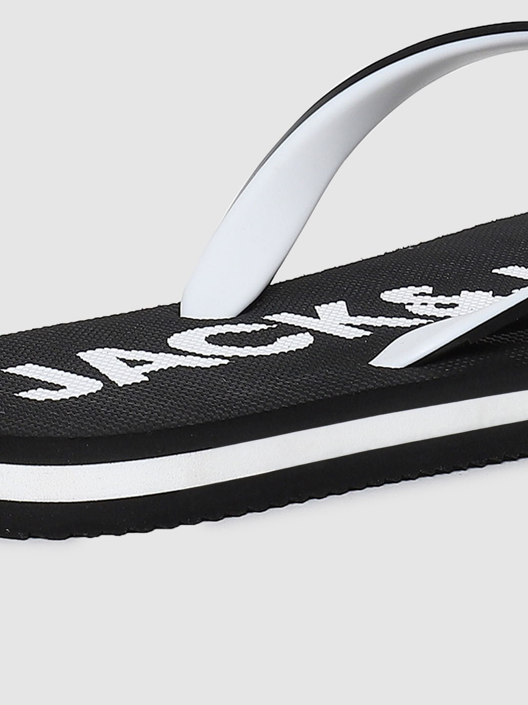 Black Logo Print Flip Flops