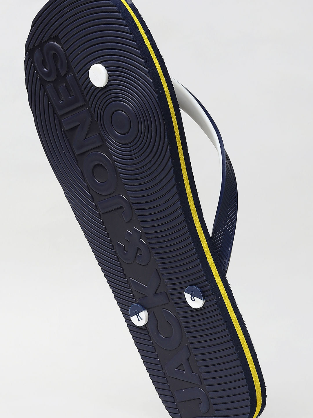 Navy Blue Logo Print Flip Flops