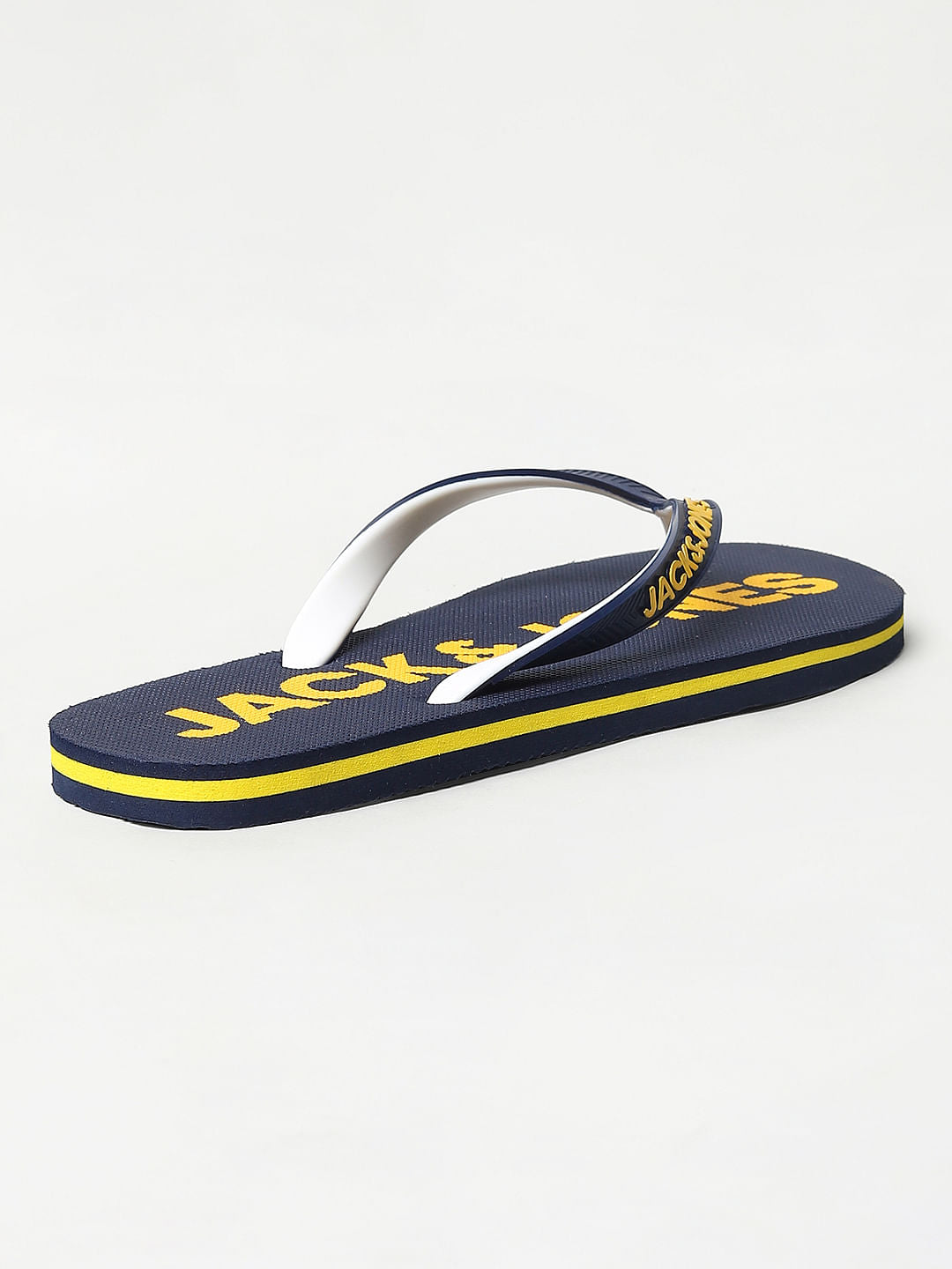 Navy Blue Logo Print Flip Flops