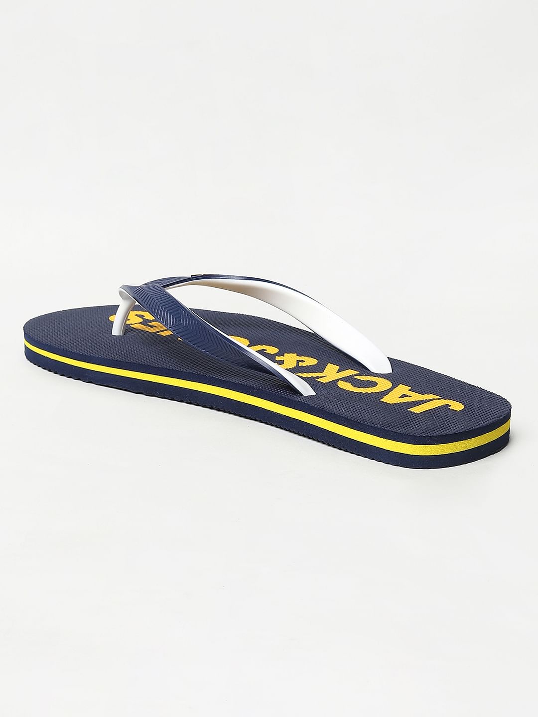 Navy Blue Logo Print Flip Flops