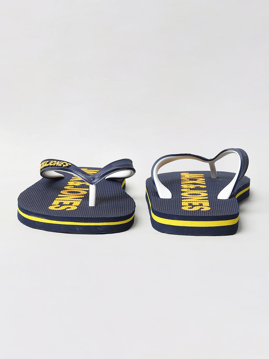Navy Blue Logo Print Flip Flops