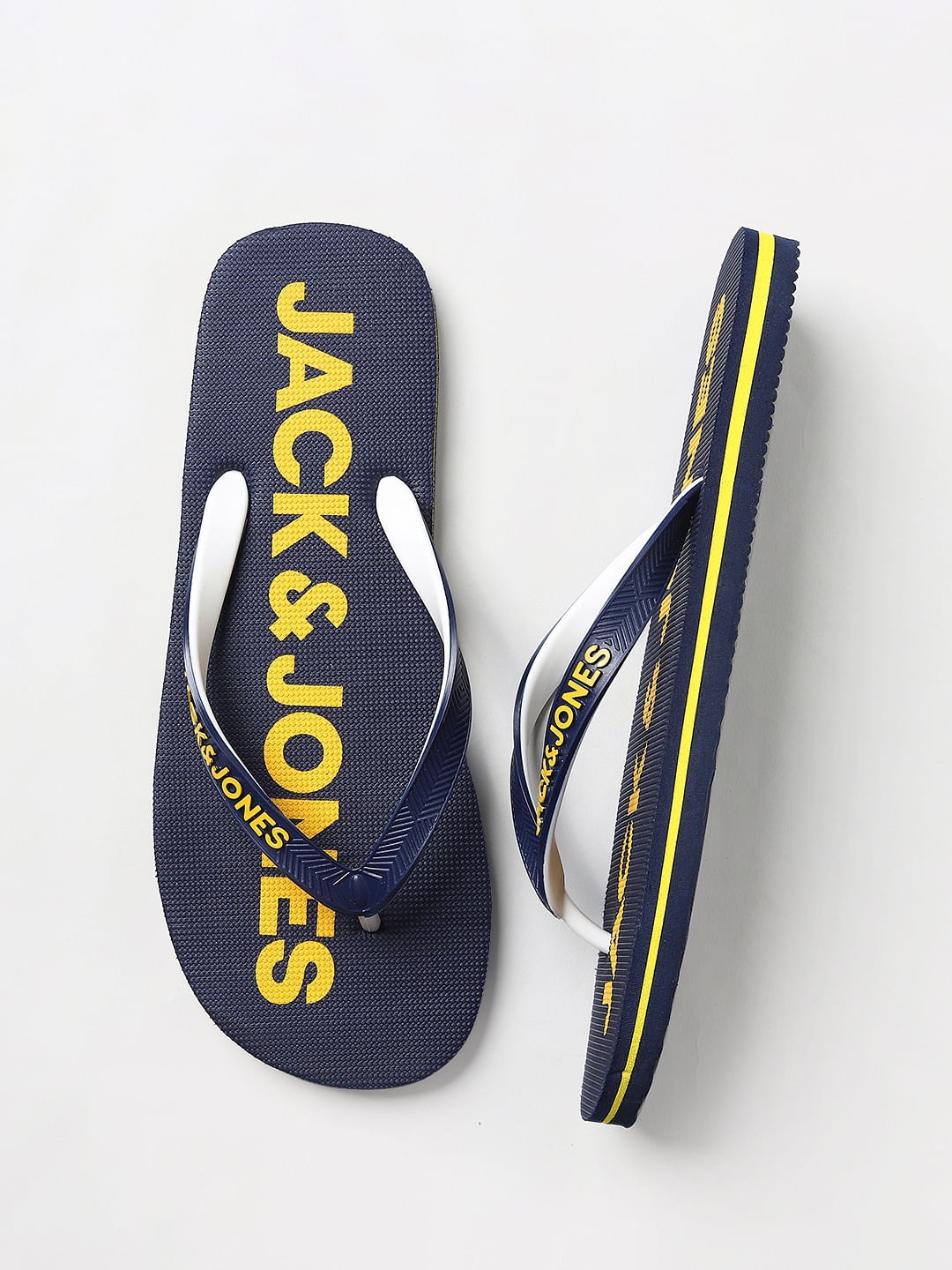 Navy Blue Logo Print Flip Flops