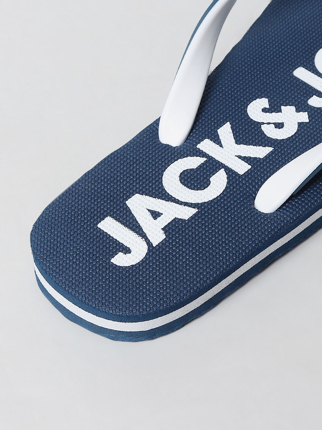 Blue Logo Print Flip Flops