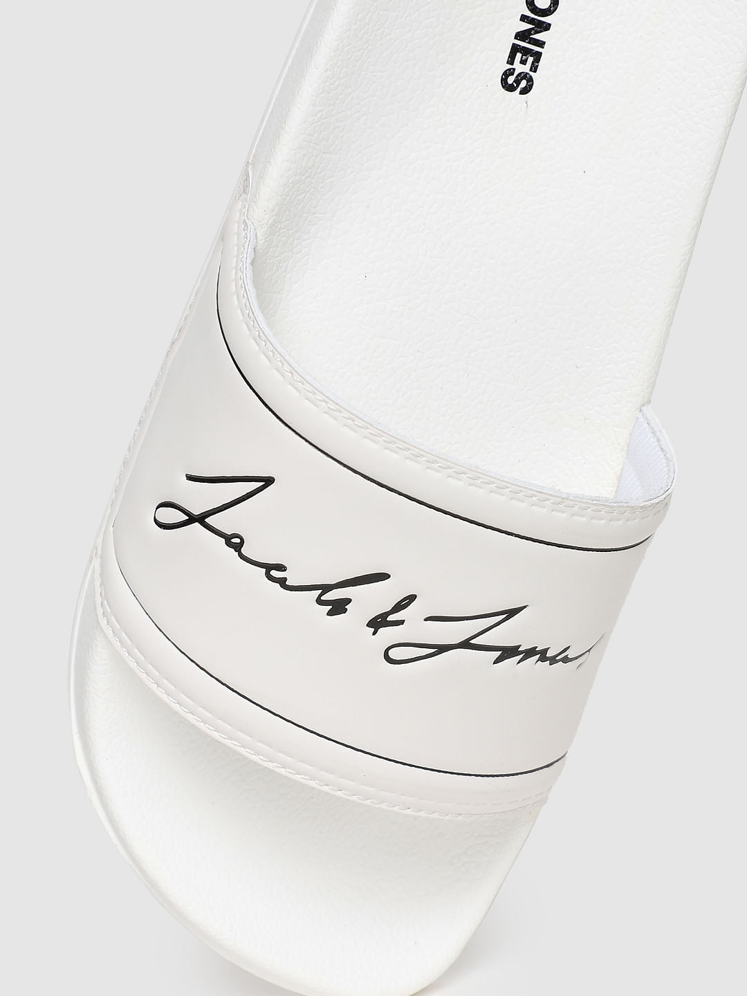 White Logo Print Pool Sliders