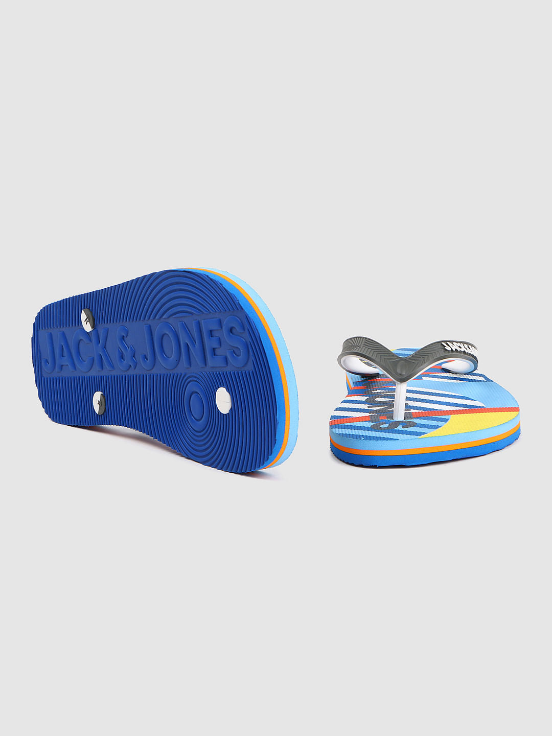 Blue Abstract Print Flip Flops