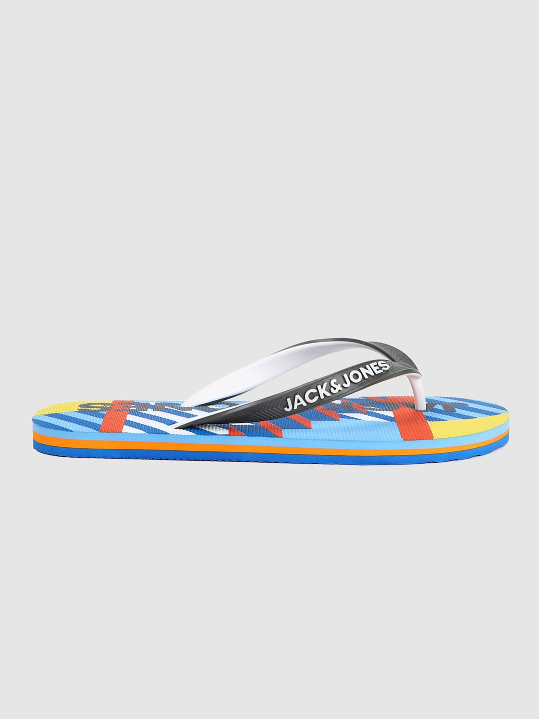 Blue Abstract Print Flip Flops