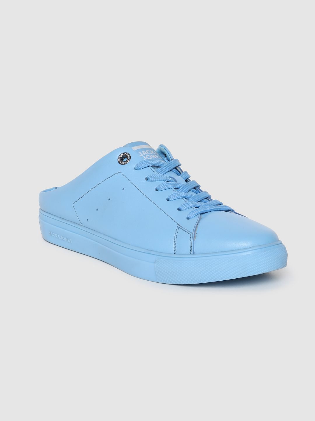 Light Blue Leather Mules