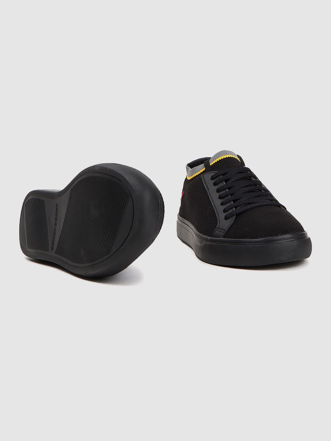 Black Graphic Print Knit Sneakers