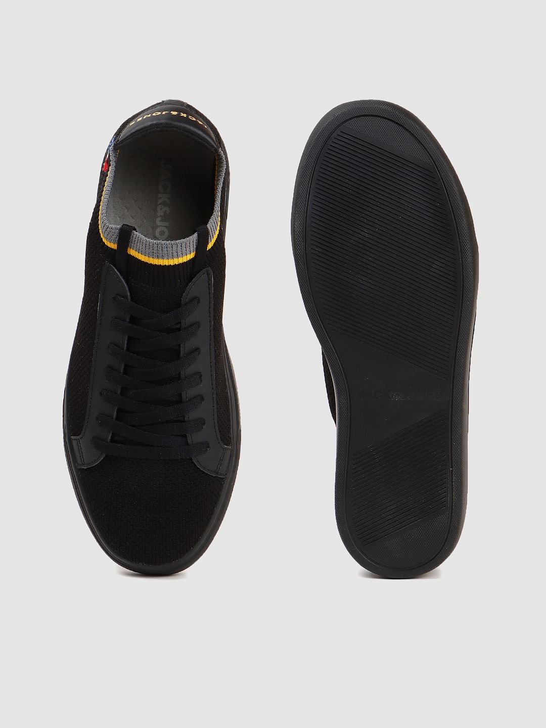 Black Graphic Print Knit Sneakers