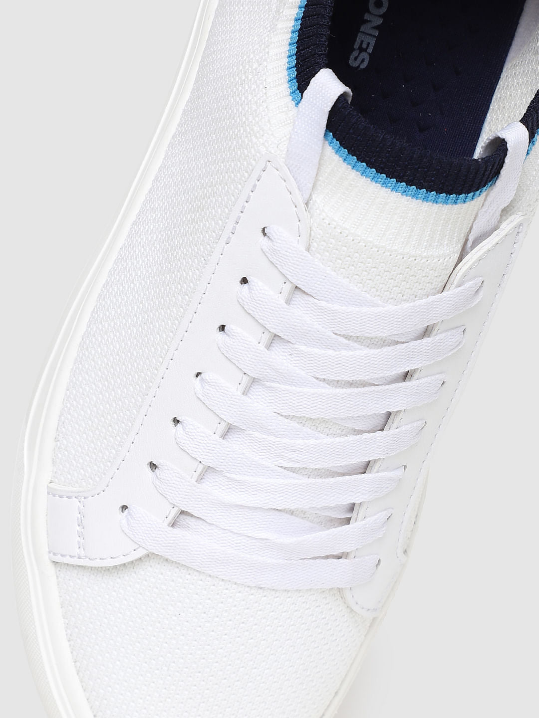 White Knit Lace-Up Sneakers