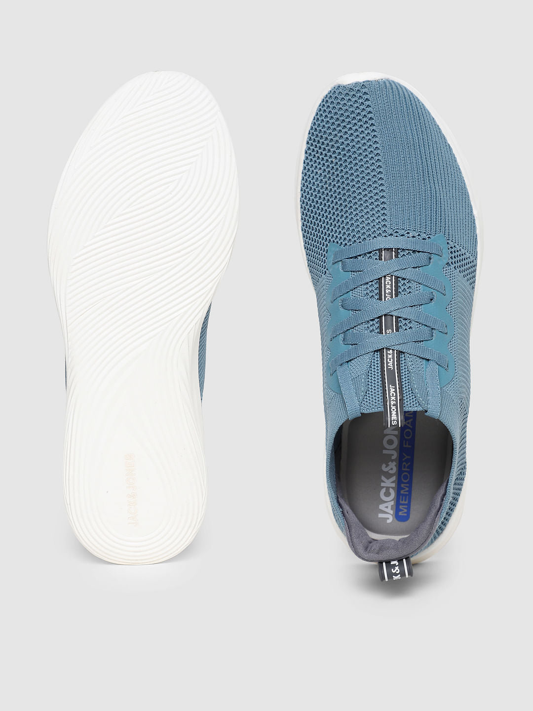 Blue Stretch Knit Sneakers