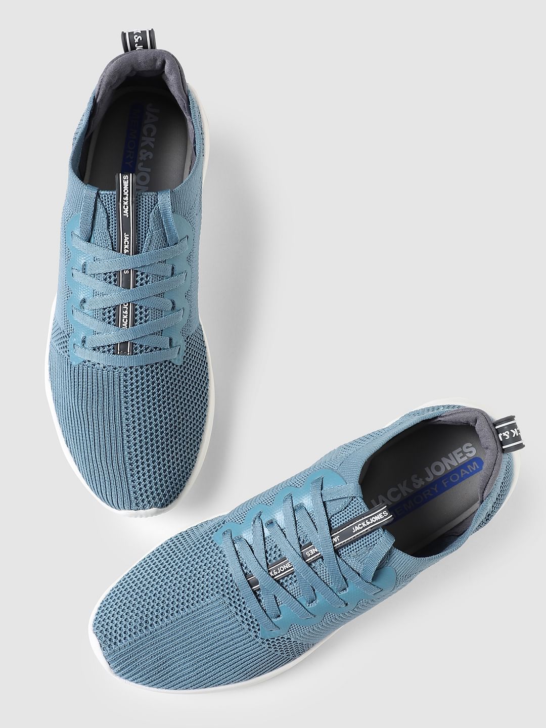 Blue Stretch Knit Sneakers