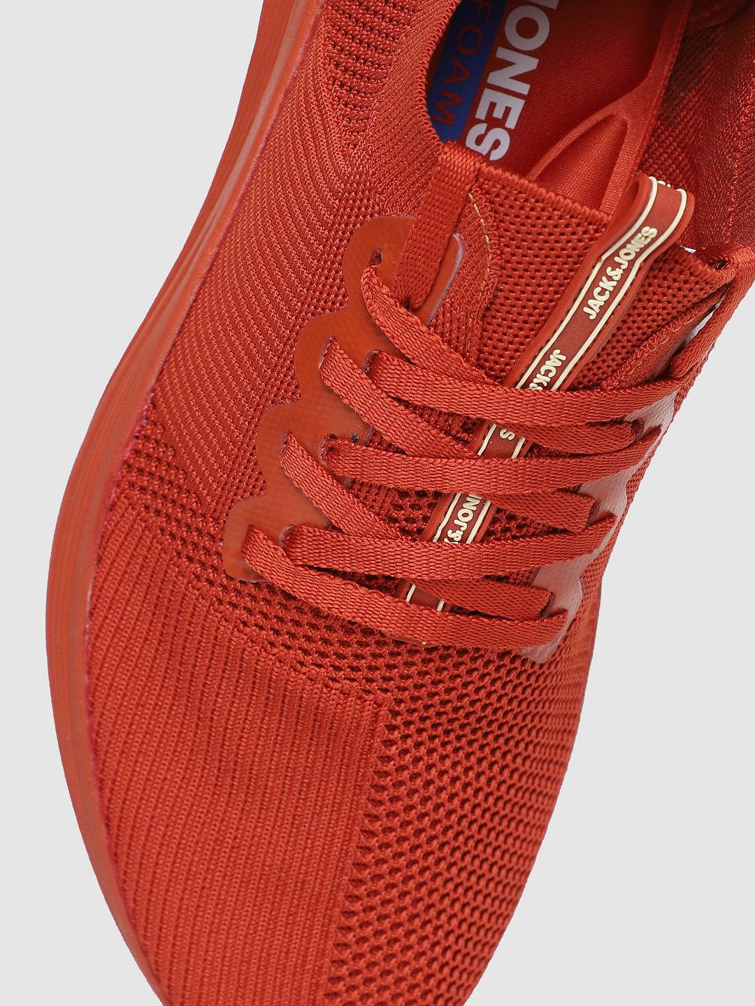 Orange Stretch Knit Sneakers