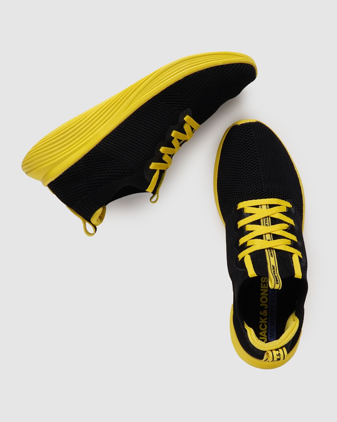 Black & Yellow Lace Up Sneakers