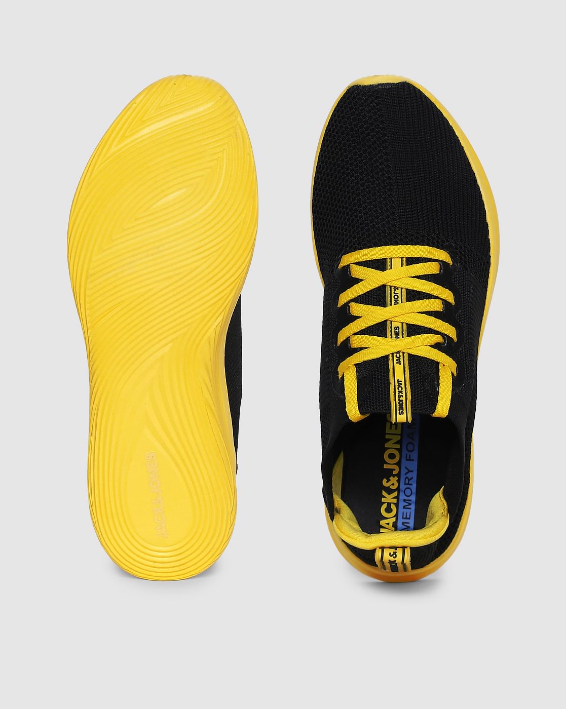 Black & Yellow Lace Up Sneakers
