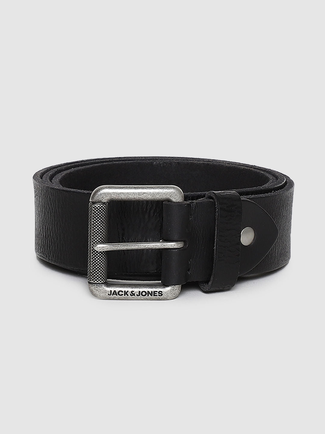 Black Textured Leather Belt