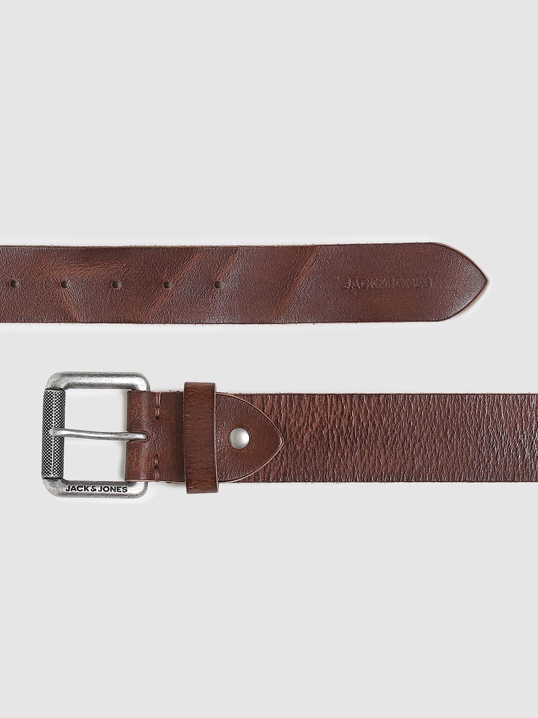 Brown Textured Leather Belt