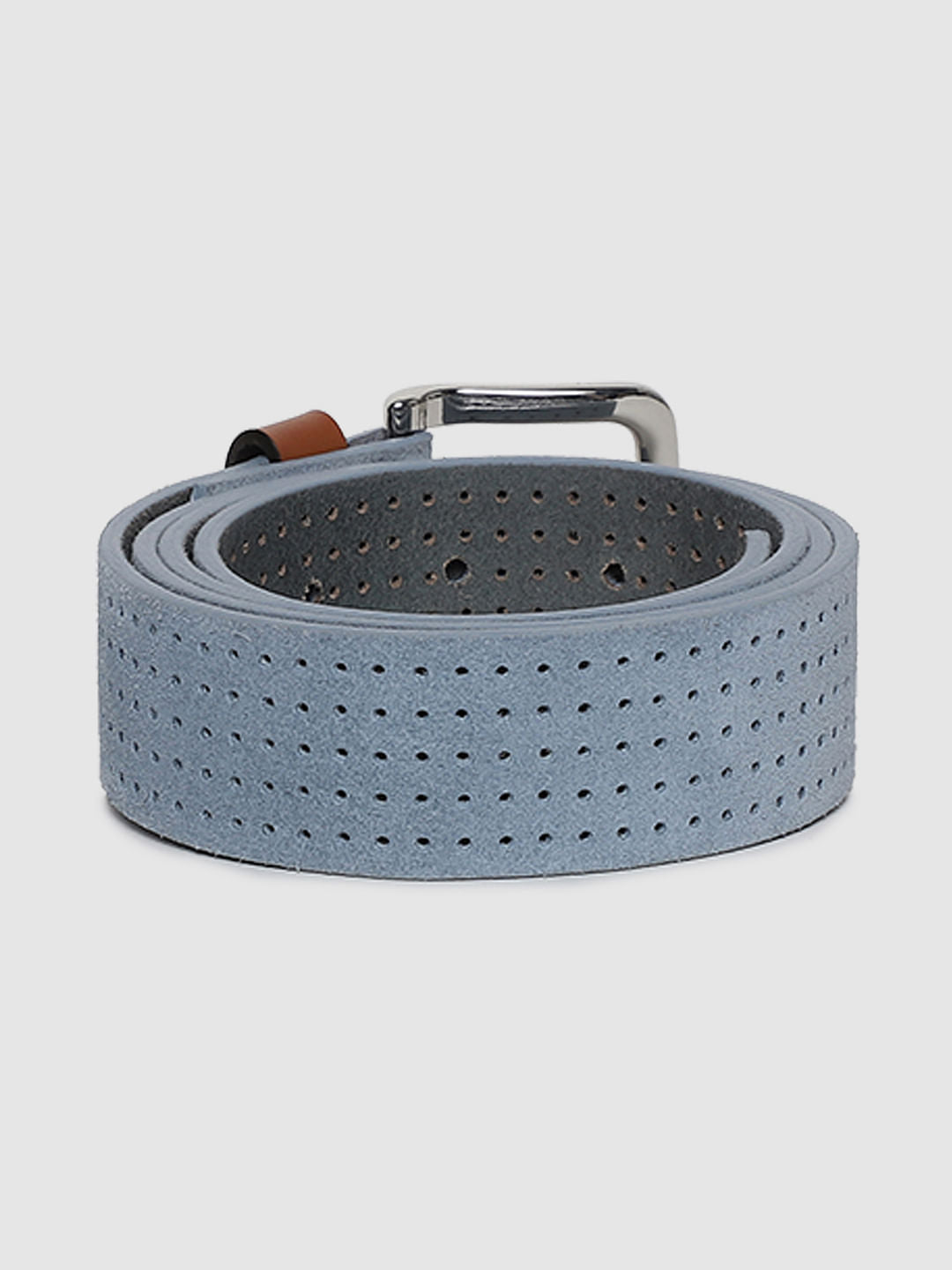 Blue Patterned Leather Belt