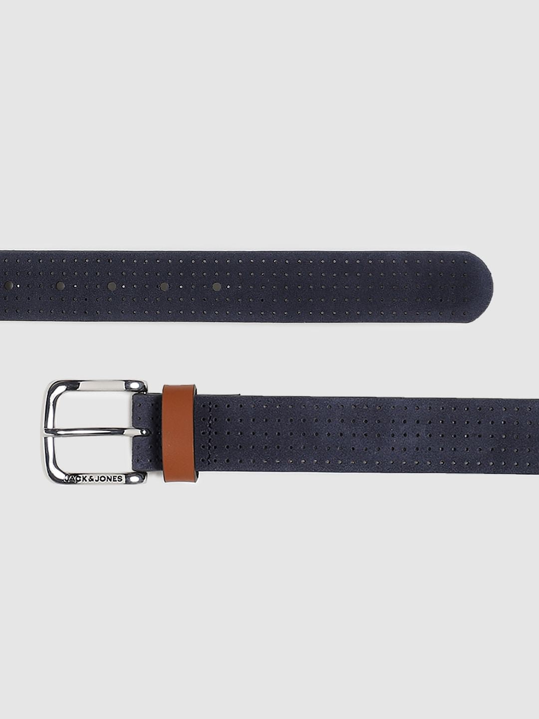 Dark Blue Patterned Leather Belt