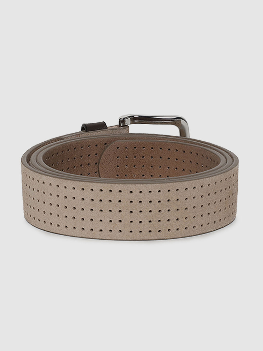 Beige Patterned Leather Belt