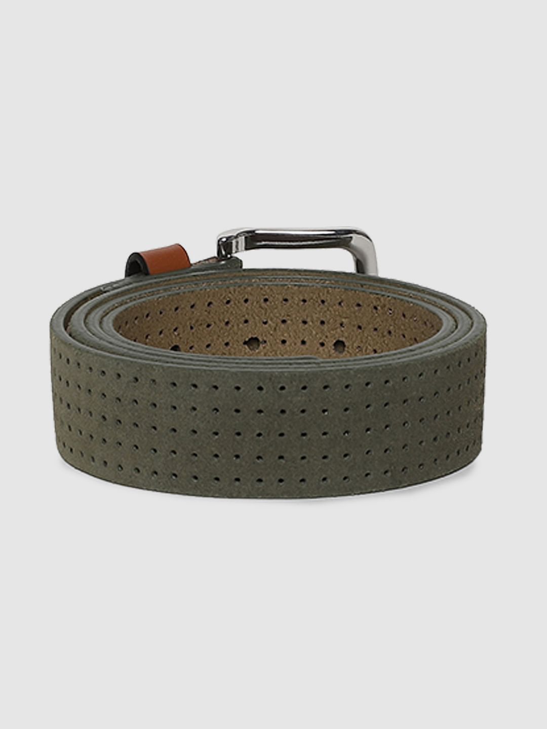 Green Patterned Leather Belt