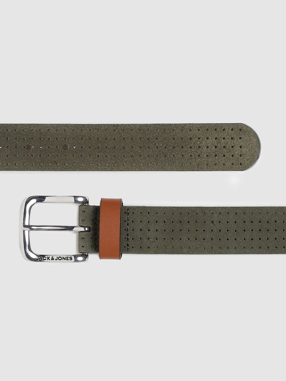Green Patterned Leather Belt