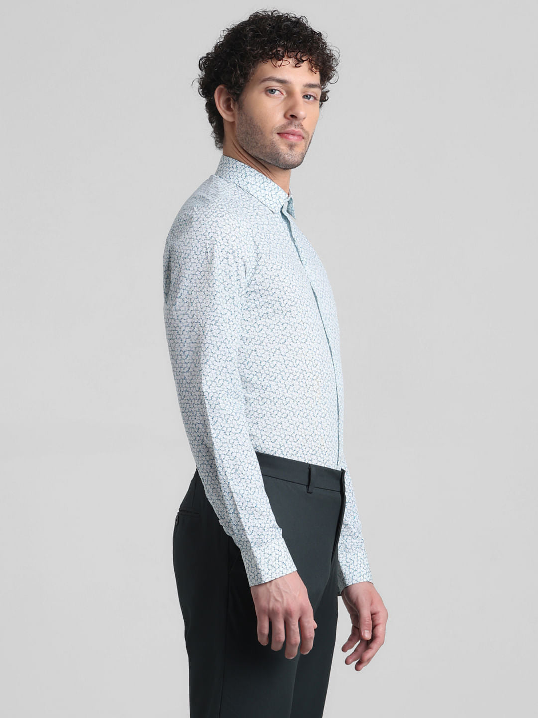 Green Abstract Print Full Sleeves Shirt