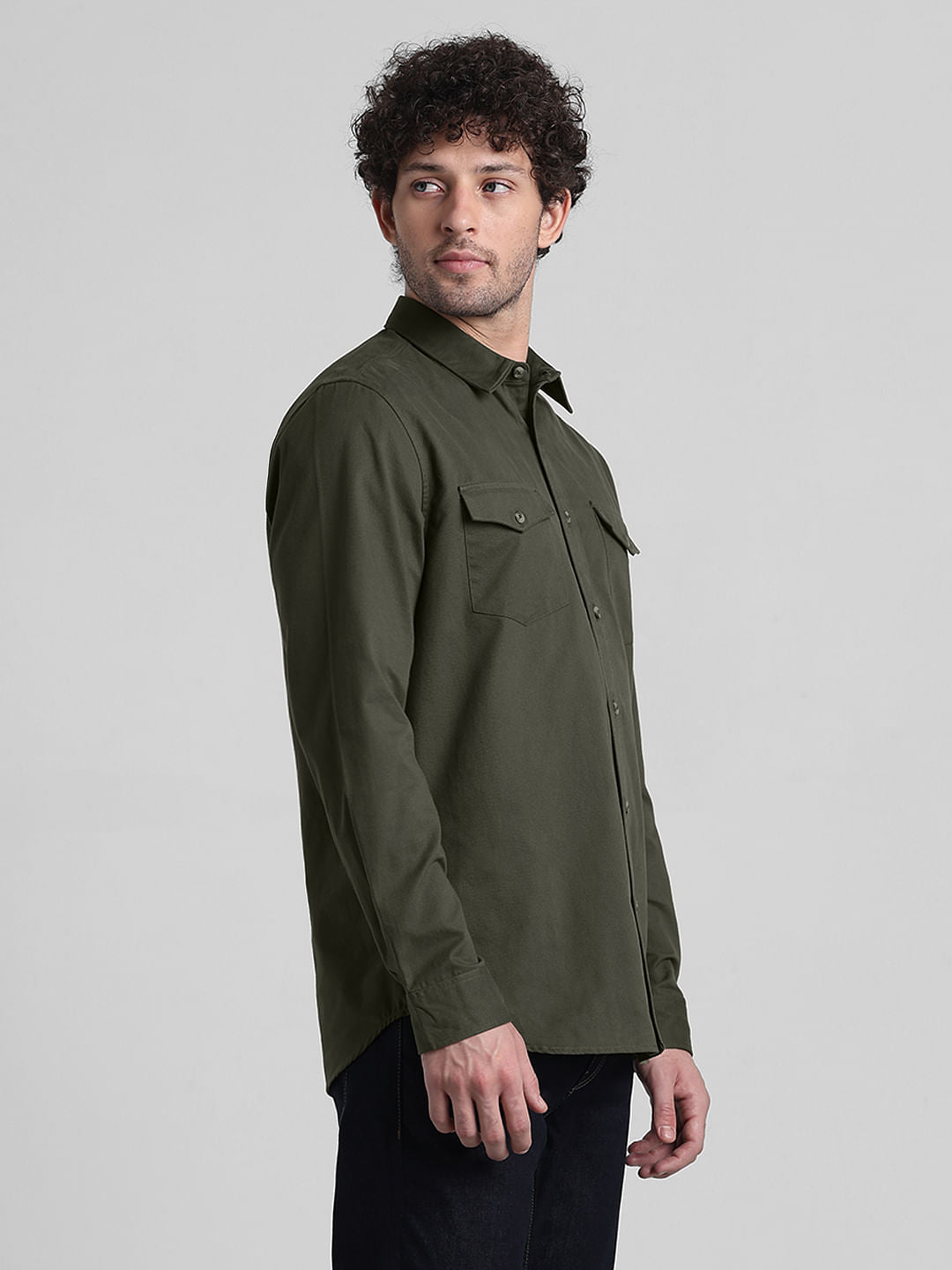 Green Patch Pocket Cotton Shirt