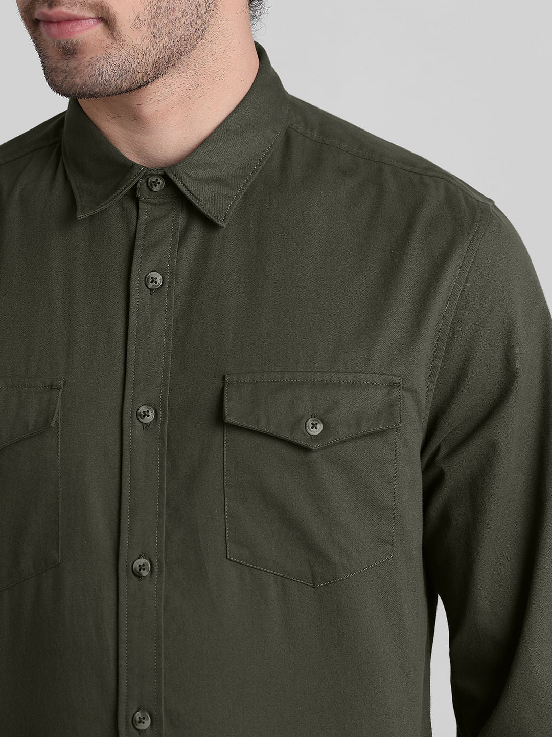 Green Patch Pocket Cotton Shirt