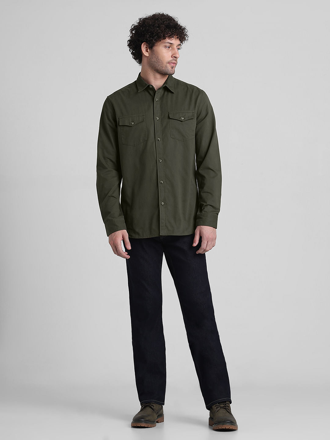 Green Patch Pocket Cotton Shirt