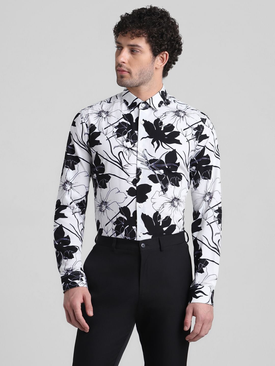 White Floral Print Shirt