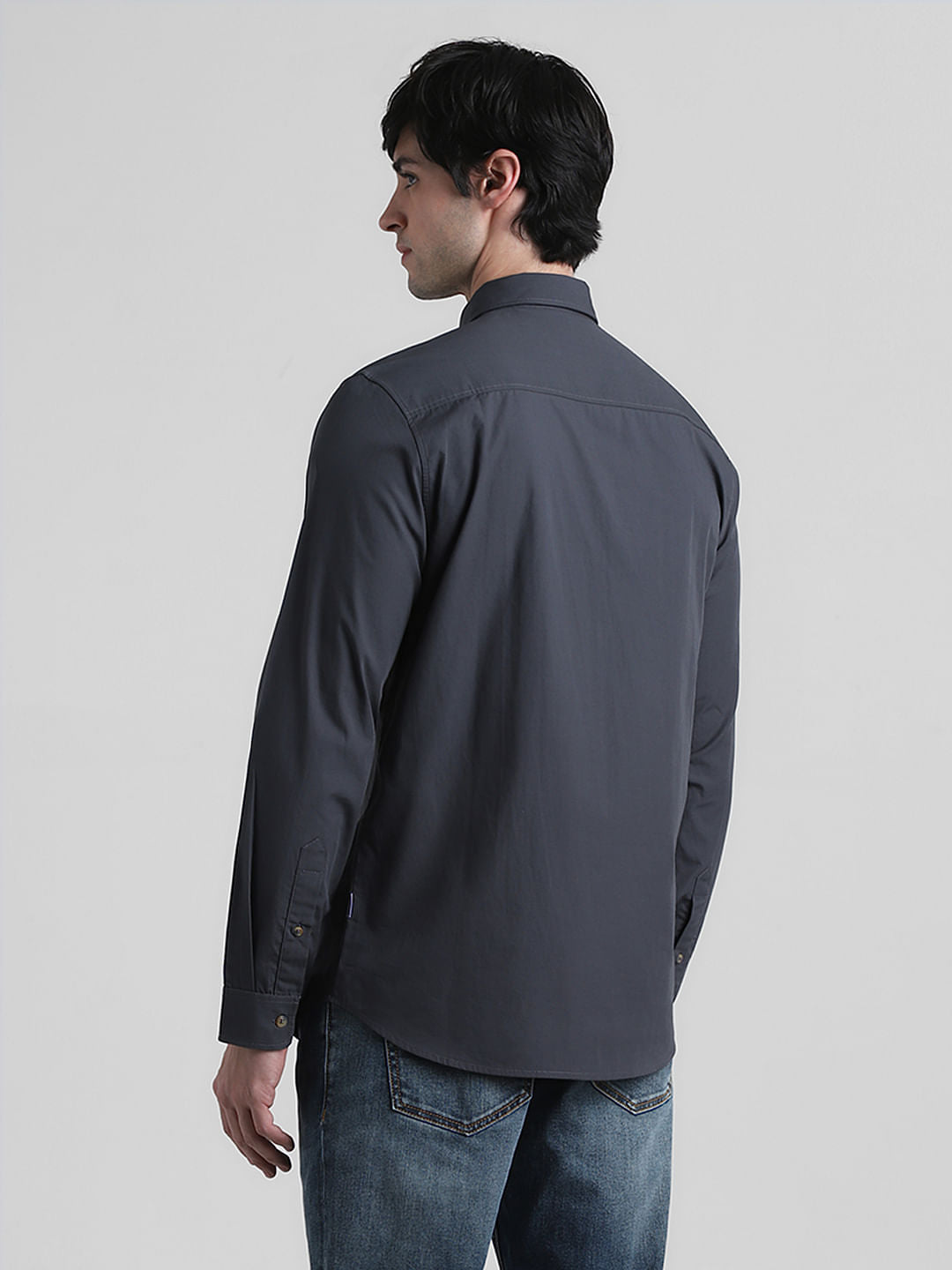 Grey Cotton Full Sleeves Shirt